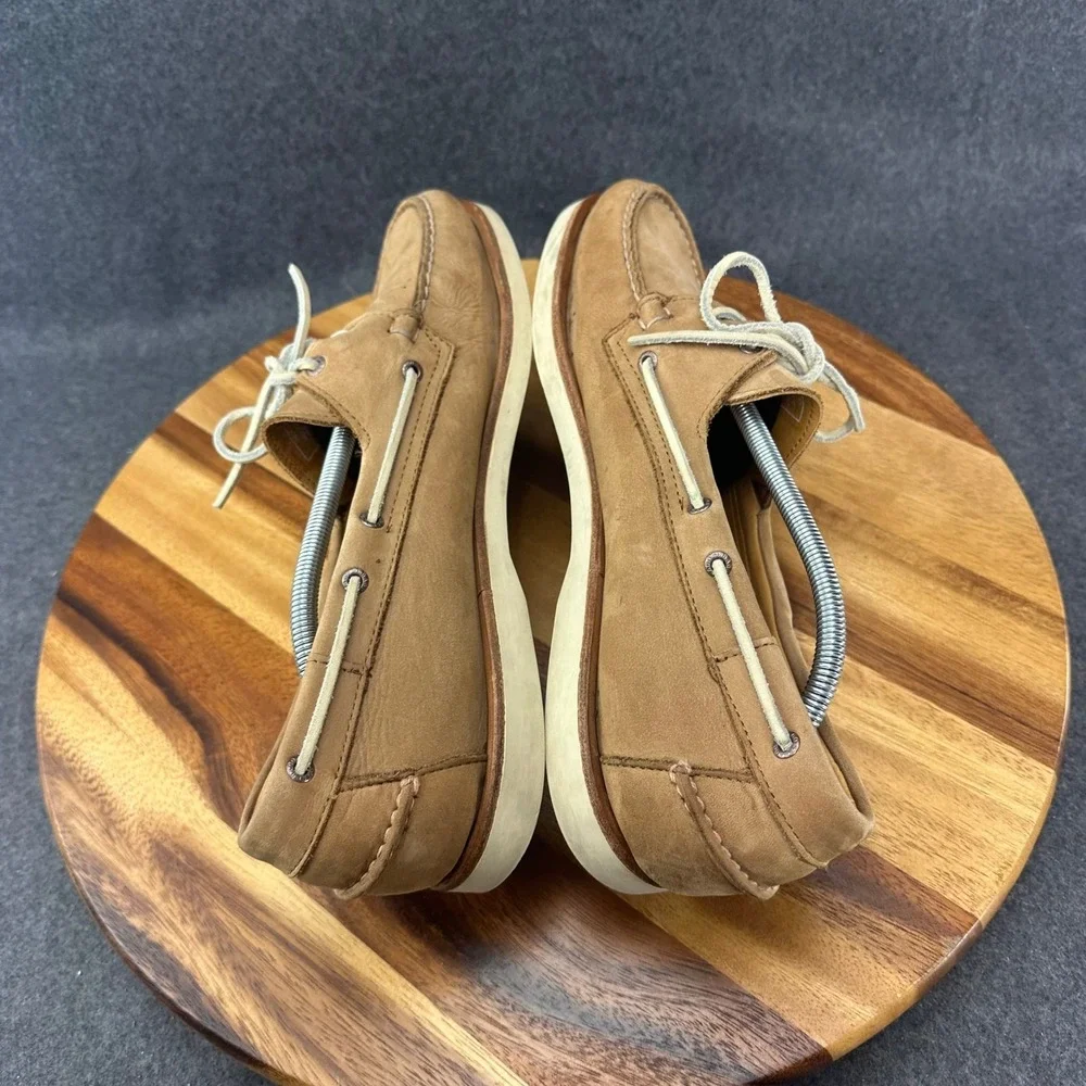 Sebago Docksides Crest Collection Mens 13 Tan Nubuck Leather Boat Shoes 720163